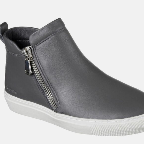 Womens Skechers Vaso Bota Leather Sneaker Bootie Size 7 Grey - Picture 1 of 7